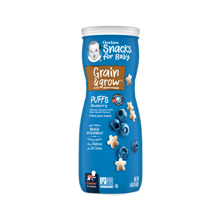 Gerber Puffs 42g - (8m+) SweetPotato/ Strawberry/ AppleVanilla/ AppleCinnamon/ PeachBanana/ Blueberry