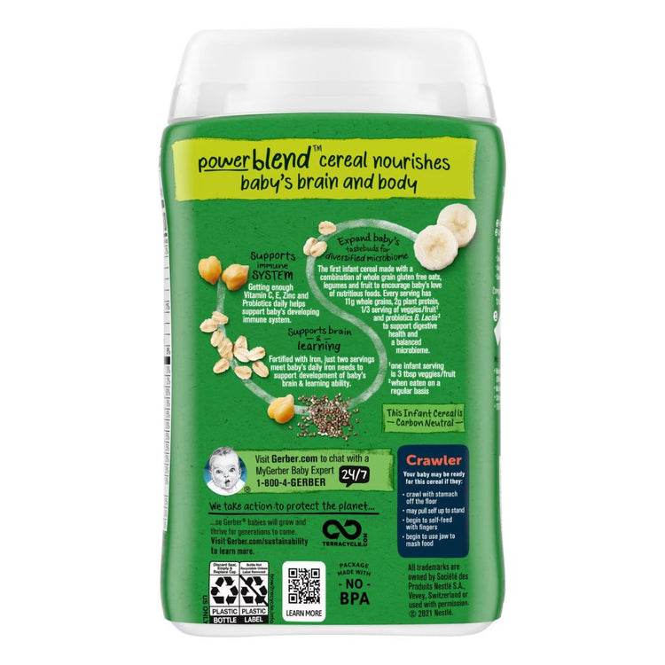 Gerber Powerblend™ Probiotic Oatmeal Chickpea Banana & Chia Cereal (8m+)