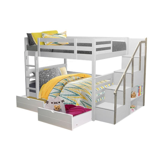 Snoozeland Snowberry Super Single Bunk Bed with Staircase and Underbed 2 Short Drawers