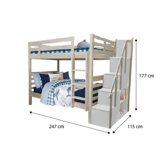 [PRE-ORDER] Snoozeland Huckleberry Super Single Bunk Bed with Staircase
