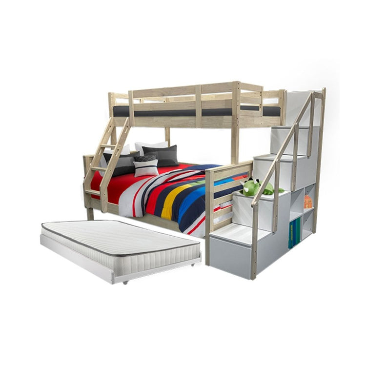 [PRE-ORDER] Snoozeland Huckleberry Super Single over Queen Bunk Bed with Staircase and Pull Out Single Trundle