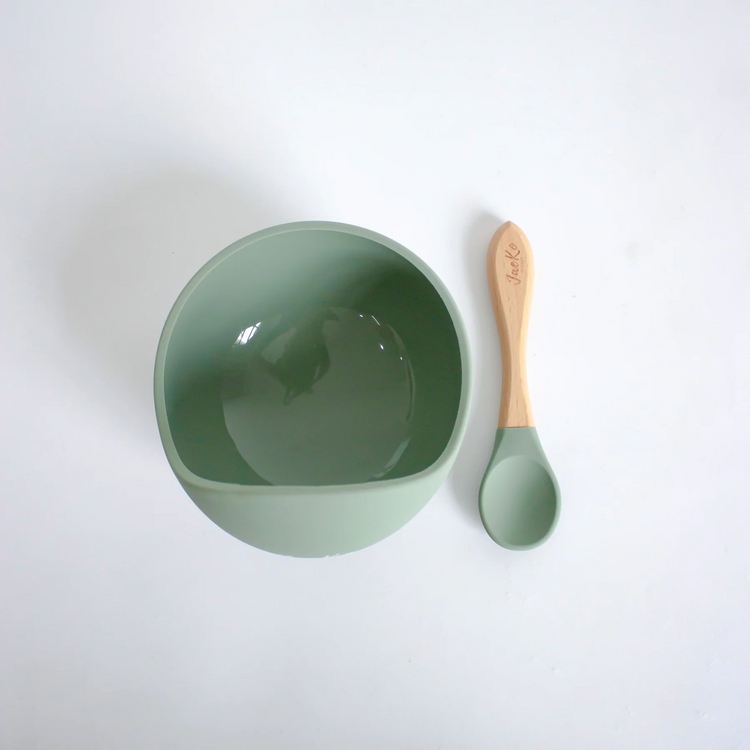 Jae Ko Silicone Bowl & Spoon Set - Sage Green