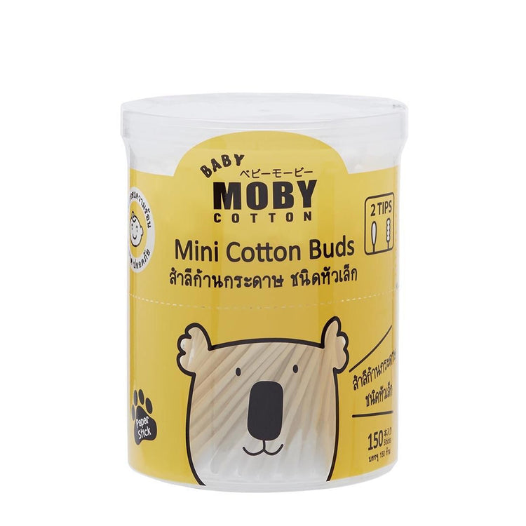 Baby Moby Mini Cotton Buds With Paper Sticks (150 Sticks)