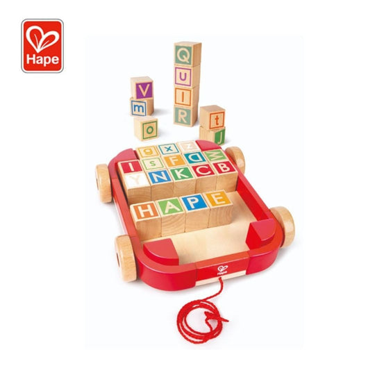 Hape Pull Along Cart With Blocks (2y+)