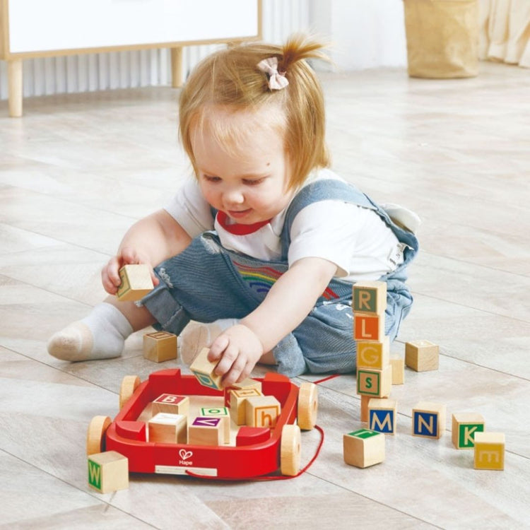 Hape Pull Along Cart With Blocks (2y+)