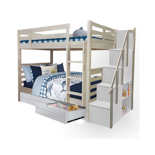Snoozeland Huckleberry Super Single Bunk Bed with Staircase and Underbed 3 Drawers