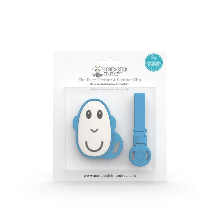Matchstick Monkey Flat Face Teether & Soother Clip Gift Set