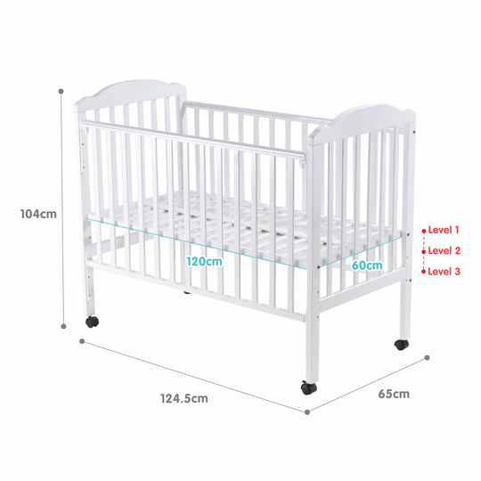 Babylove Solid Wood Cot White