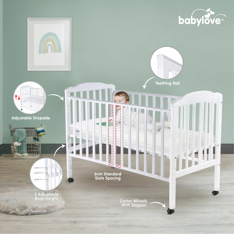 Babylove Solid Wood Cot White