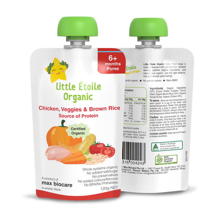 Little Etoile Organic Baby Puree - Chicken, Veggies & Brown Rice (6m+)