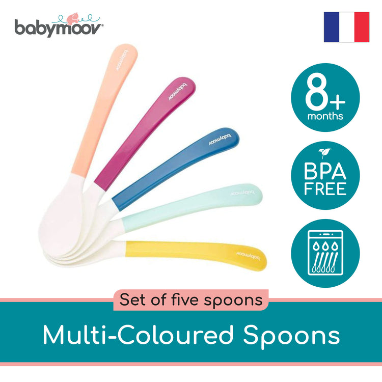 Babymoov 2nd Age Baby Spoon - Set of 5 (Multi Color) (8m+)