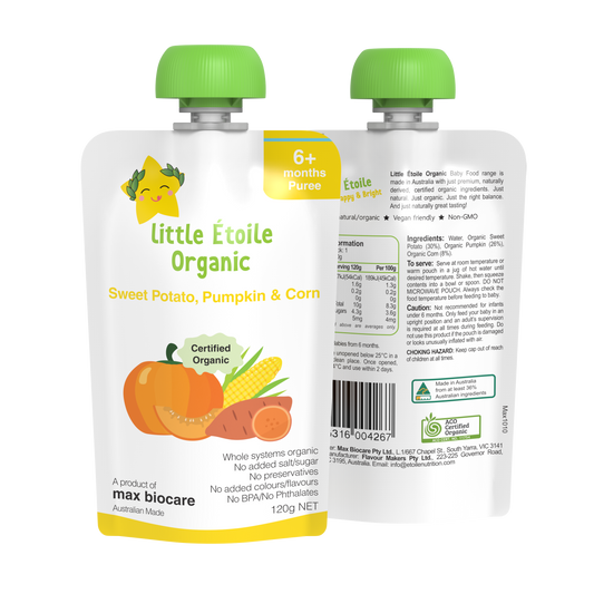 Little Etoile Organic Baby Puree - Sweet Potato, Pumpkin & Corn (6m+)