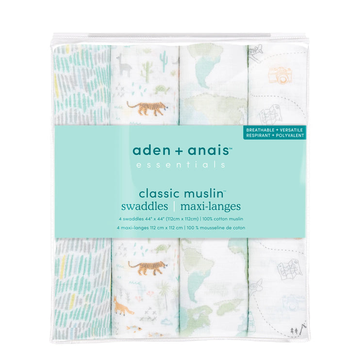 Aden + Anais Essentials Cotton Muslin Swaddle 4-pack