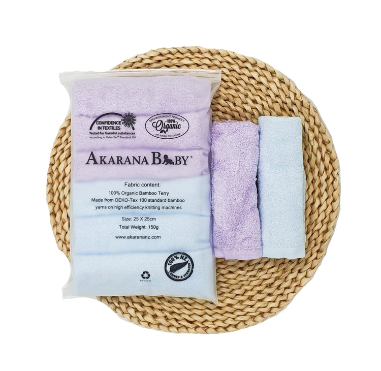 Akarana Organic Bamboo Washcloth Set (6pcs)