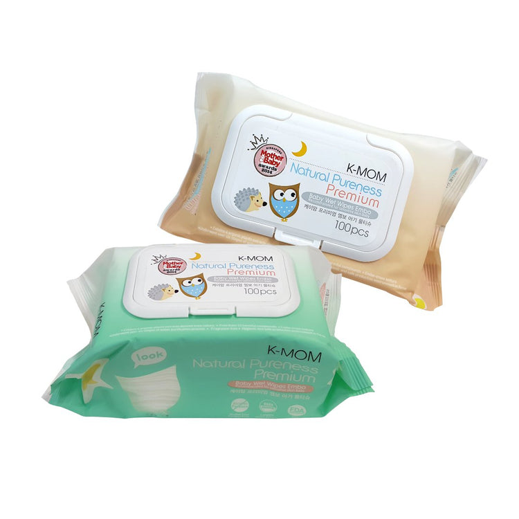 K-Mom Natural Pureness Premium Baby Wet Wipes with Lid (100pcs)