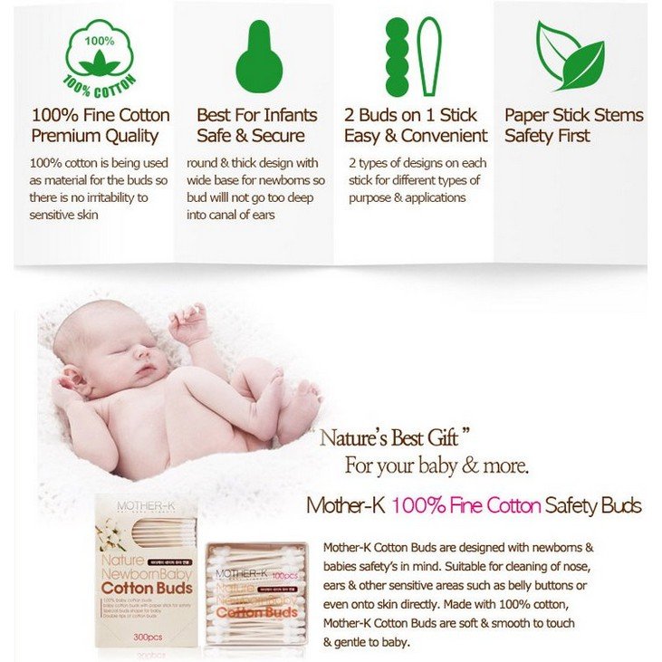 Mother-K Hygiene Cotton Buds (300pcs)