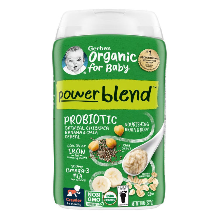 Gerber Powerblend™ Probiotic Oatmeal Chickpea Banana & Chia Cereal (8m+)