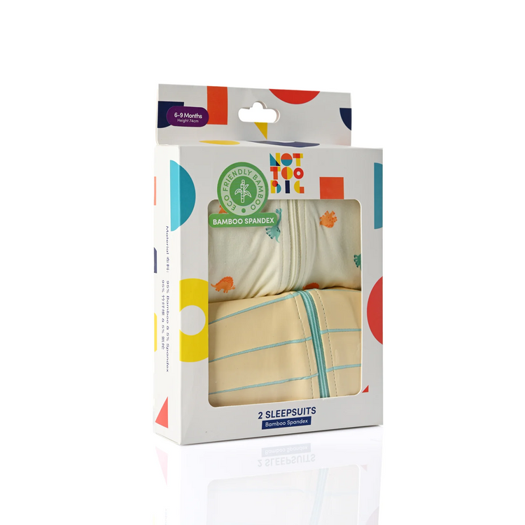 Not Too Big Dino Bamboo Sleepsuits (2 Pack)