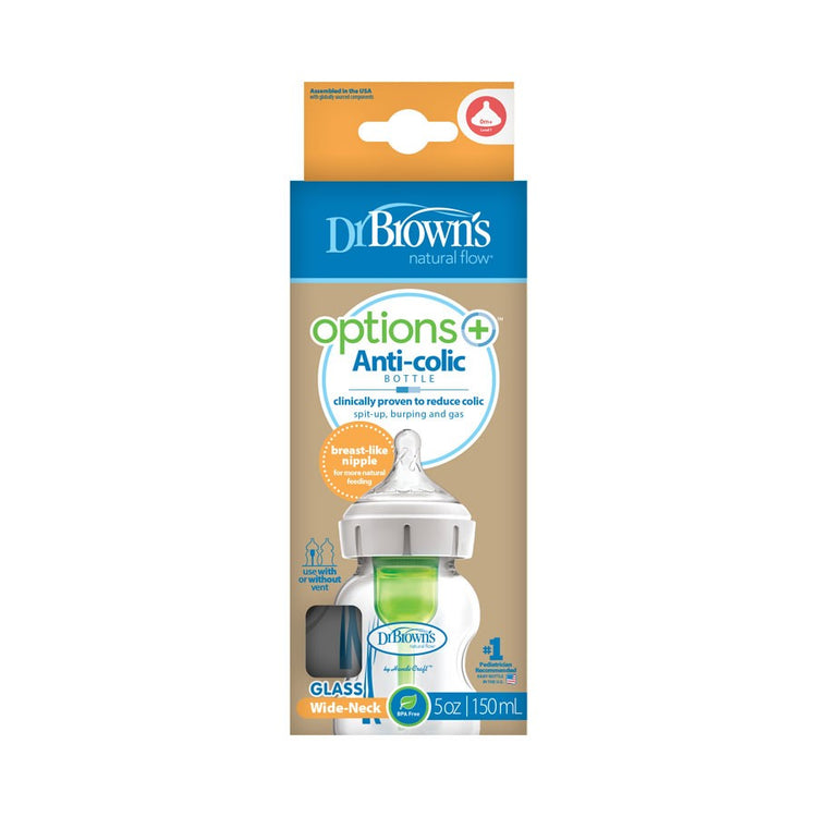 Dr Brown's Options+ Wide Neck Anti-Colic Glass Bottle 150ml/270ml