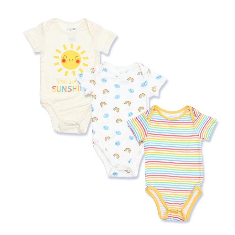 Not Too Big Happy Weather Short Sleeve Bodysuits (3 Pack)