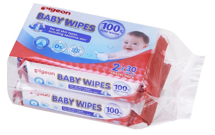 Pigeon 100 Pure Water Baby Wipes 2 x 30wipes Babyland SS2